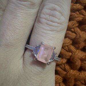 Elegant Silver and Pink Gemstone Ring